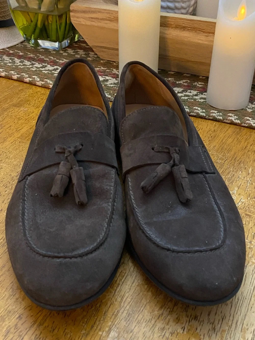 Geox Wilburg Suede Tassel Loafer in dark brown…size 41 or US Size 8.